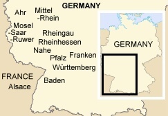 vinohradnícke oblasti Nemecka